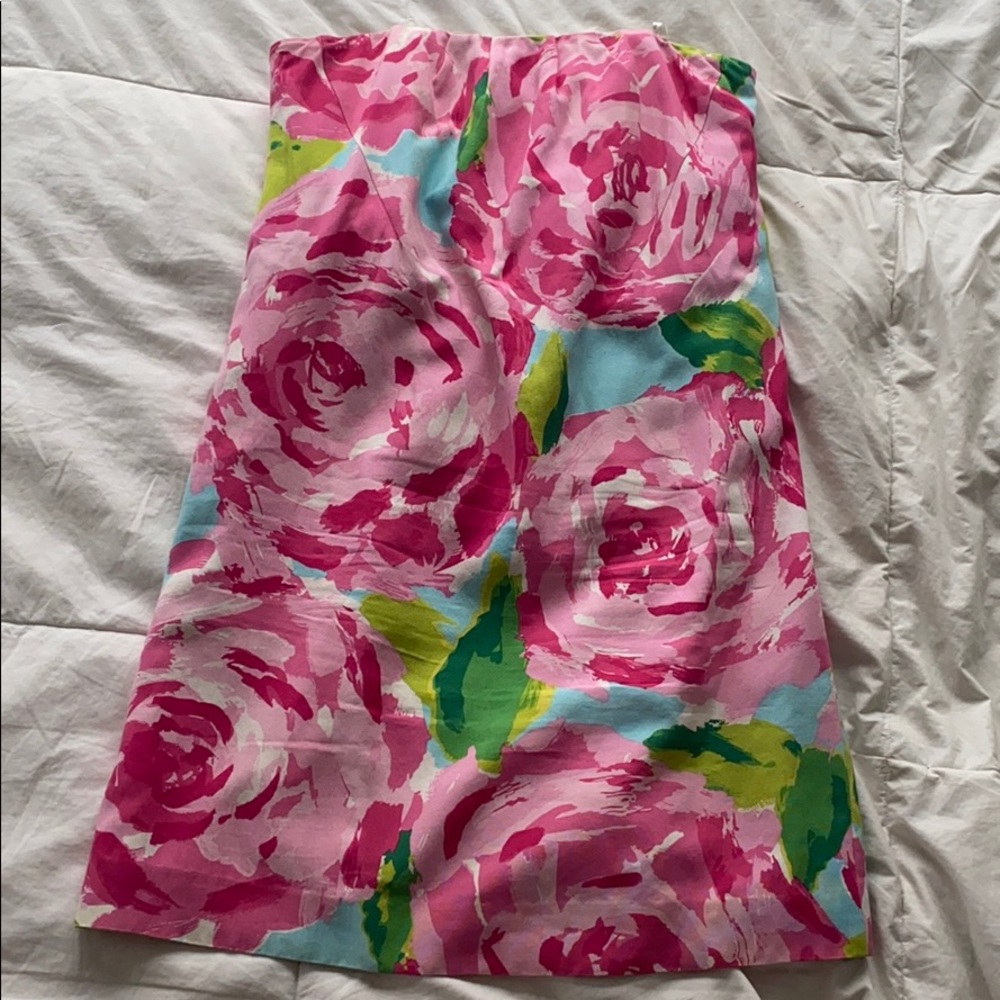 Lilly Pulitzer Hot Pink Pink First Impressions Strapless Dress Sz 2